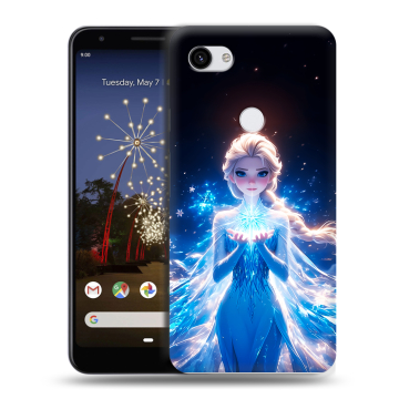 Пластиковый чехол на Google Pixel 3a XL с принтом Холодное сердце Frozen