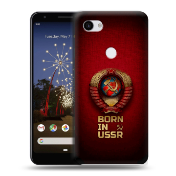 Пластиковый чехол на Google Pixel 3a XL с принтом Флаг Герб СССР Пластиковый чехол на Google Pixel 3a XL с принтом Флаг Герб СССР