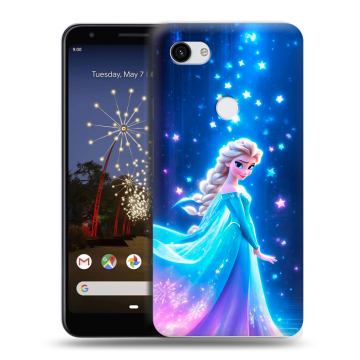 Пластиковый чехол на Google Pixel 3a XL с принтом Холодное сердце Frozen