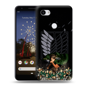 Пластиковый чехол на Google Pixel 3a XL с принтом Атака титанов