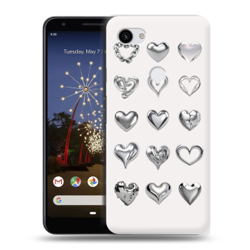 Пластиковый чехол на Google Pixel 3a XL с принтом Y2K сердечки Пластиковый чехол на Google Pixel 3a XL с принтом Y2K сердечки