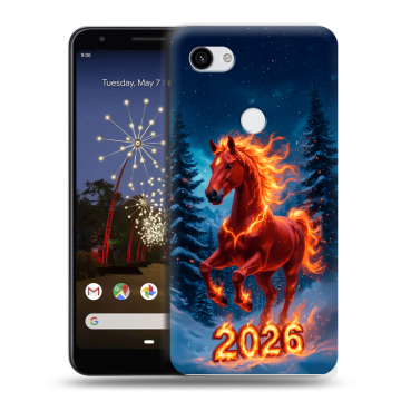 Пластиковый чехол на Google Pixel 3a XL с принтом Новый год коня Пластиковый чехол на Google Pixel 3a XL с принтом Новый год коня