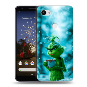 Пластиковый чехол на Google Pixel 3a XL с принтом Новый год гринч Пластиковый чехол на Google Pixel 3a XL с принтом Новый год гринч