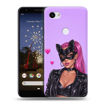 Пластиковый чехол на Google Pixel 3a XL с принтом женский
