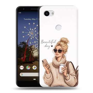 Пластиковый чехол на Google Pixel 3a XL с принтом женский