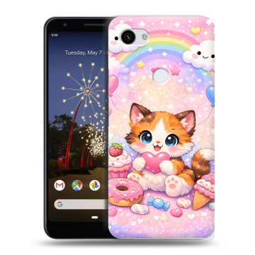 Пластиковый чехол на Google Pixel 3a XL с принтом для девочек