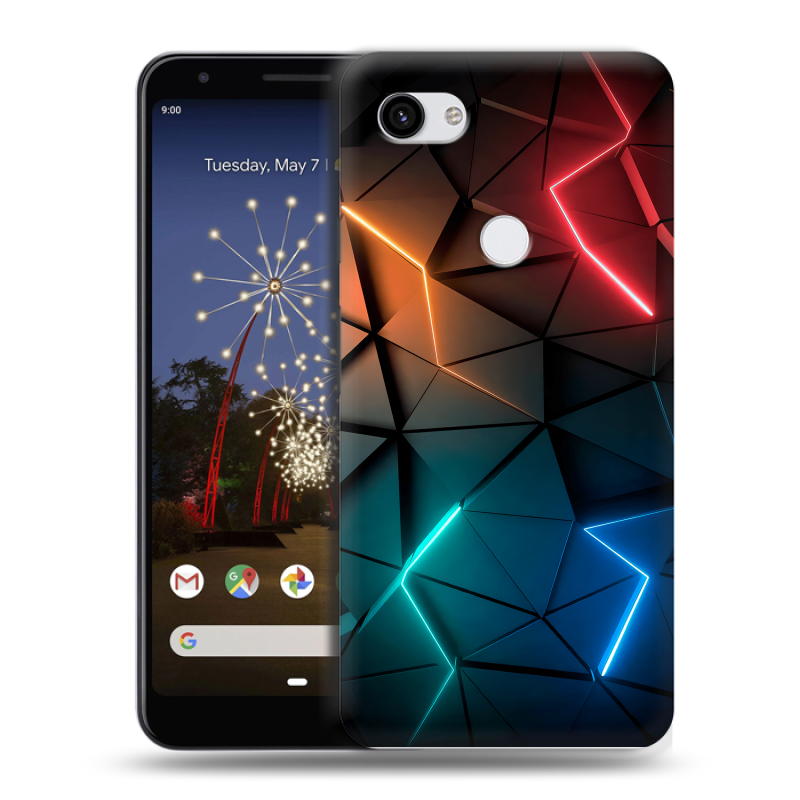 Пластиковый чехол на Google Pixel 3a XL с принтом Абстракция неон Пластиковый чехол на Google Pixel 3a XL с принтом Абстракция неон