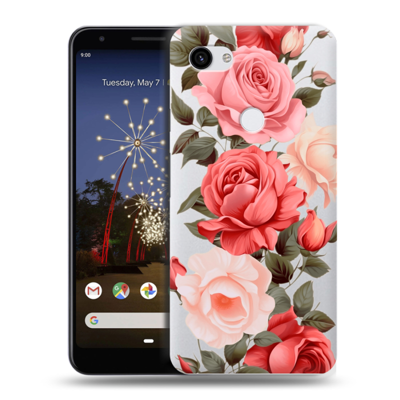 Пластиковый чехол на Google Pixel 3a XL с принтом Розы Пластиковый чехол на Google Pixel 3a XL с принтом Розы