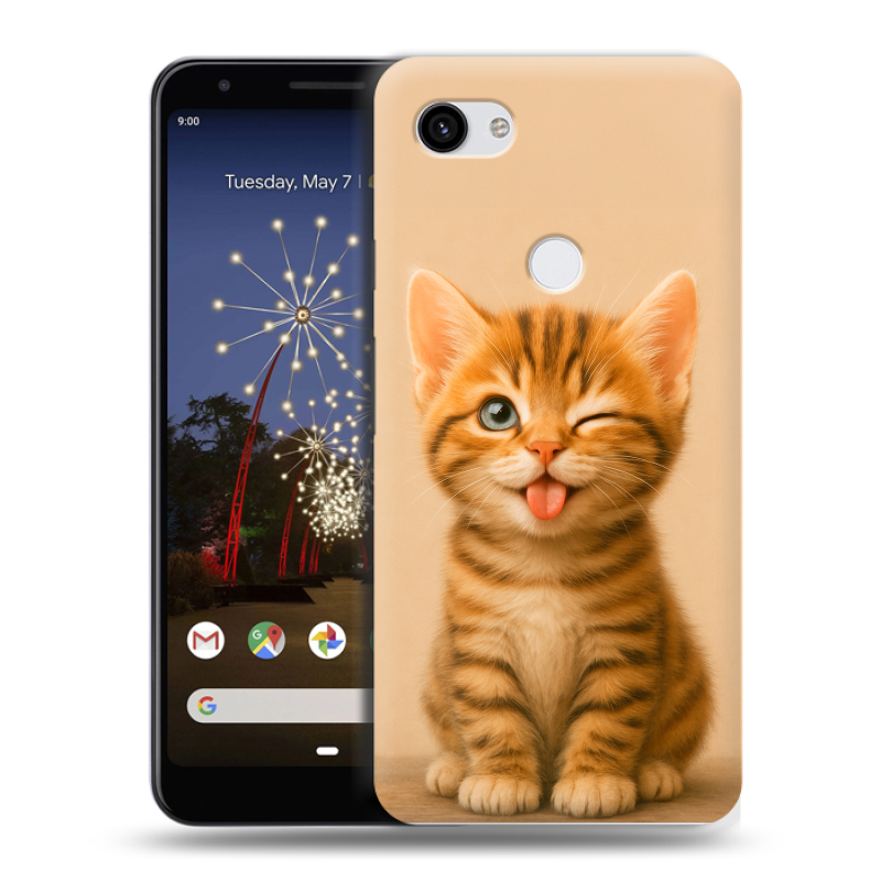 Пластиковый чехол на Google Pixel 3a XL с принтом котенок Пластиковый чехол на Google Pixel 3a XL с принтом котенок
