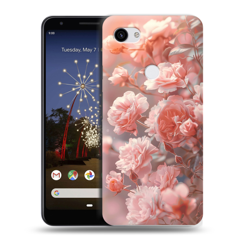 Пластиковый чехол на Google Pixel 3a XL с принтом Розовые розы Пластиковый чехол на Google Pixel 3a XL с принтом Розовые розы