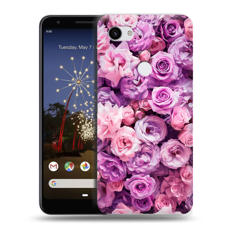 Пластиковый чехол на Google Pixel 3a XL с принтом лавандовые розы Пластиковый чехол на Google Pixel 3a XL с принтом лавандовые розы