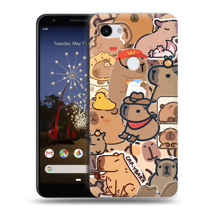 Пластиковый чехол на Google Pixel 3a XL с принтом капибара Пластиковый чехол на Google Pixel 3a XL с принтом капибара