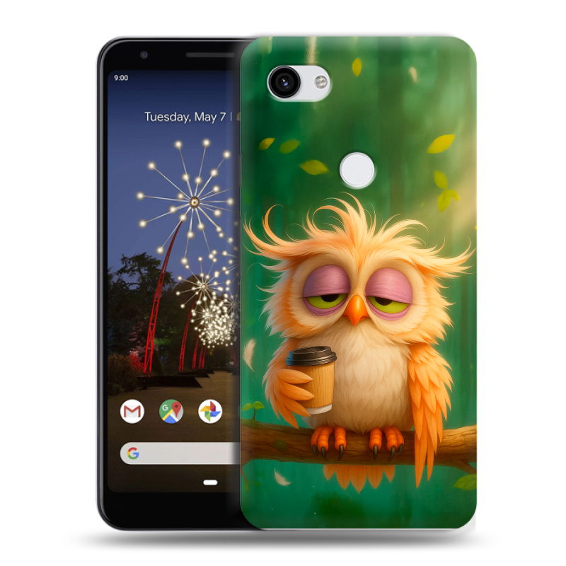 Пластиковый чехол на Google Pixel 3a XL с принтом сова Пластиковый чехол на Google Pixel 3a XL с принтом сова