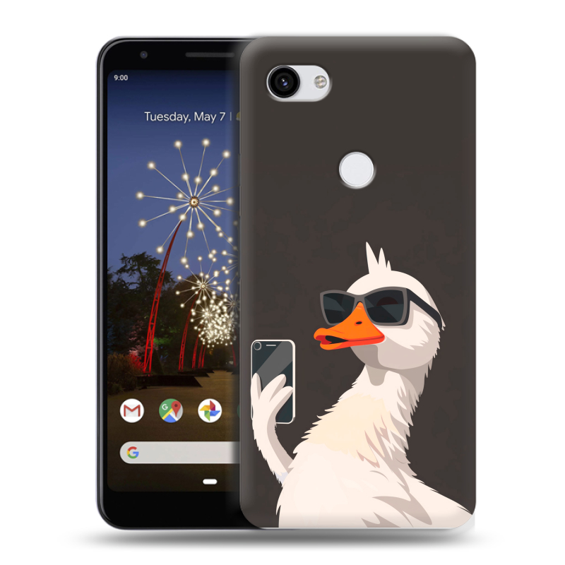Пластиковый чехол на Google Pixel 3a XL с принтом утка в очках Пластиковый чехол на Google Pixel 3a XL с принтом утка в очках