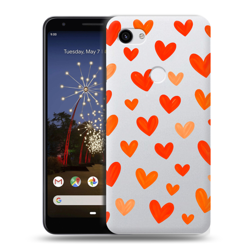 Пластиковый чехол на Google Pixel 3a XL с принтом Сердечки Пластиковый чехол на Google Pixel 3a XL с принтом Сердечки