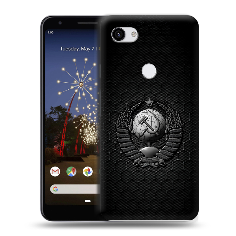 Пластиковый чехол на Google Pixel 3a XL с принтом Герб Флаг СССР Пластиковый чехол на Google Pixel 3a XL с принтом Герб Флаг СССР