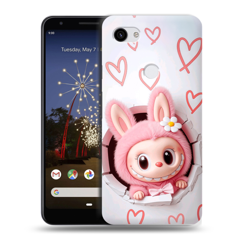 Пластиковый чехол на Google Pixel 3a XL с принтом Labubu Лабубу Пластиковый чехол на Google Pixel 3a XL с принтом Labubu Лабубу
