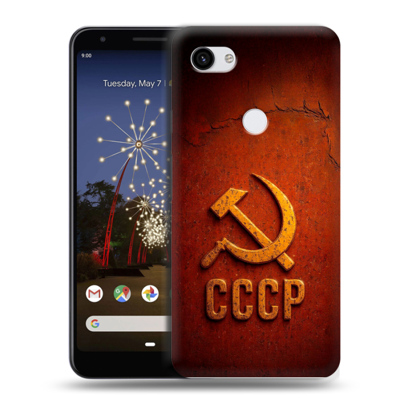 Пластиковый чехол на Google Pixel 3a XL с принтом Флаг Герб СССР Пластиковый чехол на Google Pixel 3a XL с принтом Флаг Герб СССР