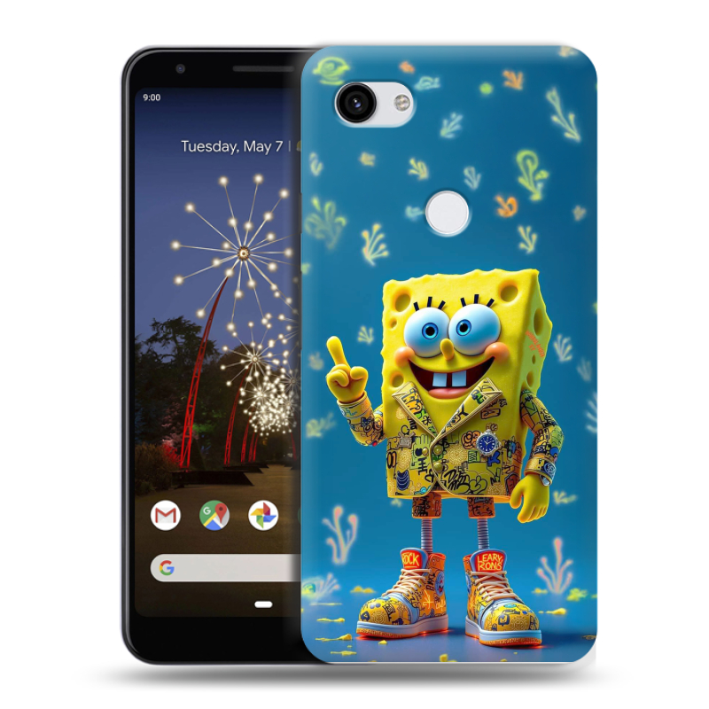 Пластиковый чехол на Google Pixel 3a XL с принтом Спанч боб Спанчбоб Пластиковый чехол на Google Pixel 3a XL с принтом Спанч боб Спанчбоб