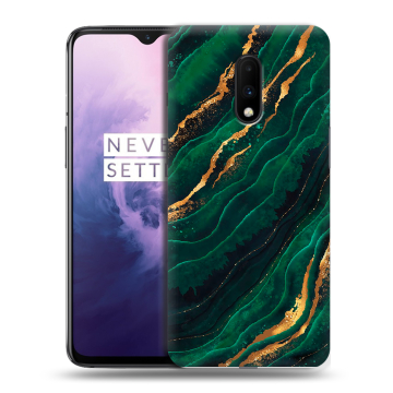 Силиконовый чехол на OnePlus 7 с принтом Мрамор зеленое золото Силиконовый чехол на OnePlus 7 с принтом Мрамор зеленое золото