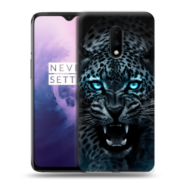 Силиконовый чехол на OnePlus 7 с принтом Темный леопард Силиконовый чехол на OnePlus 7 с принтом Темный леопард