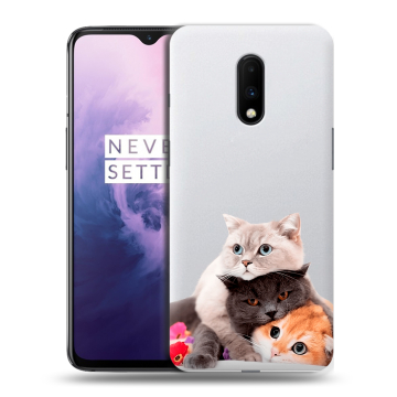 Силиконовый чехол на OnePlus 7 с принтом Кошки Силиконовый чехол на OnePlus 7 с принтом Кошки