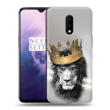 Силиконовый чехол на OnePlus 7 с принтом Лев с короной