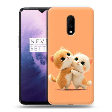 Силиконовый чехол на OnePlus 7 с принтом Милые котики Силиконовый чехол на OnePlus 7 с принтом Милые котики