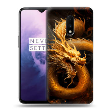Силиконовый чехол на OnePlus 7 с принтом Золотой дракон Силиконовый чехол на OnePlus 7 с принтом Золотой дракон