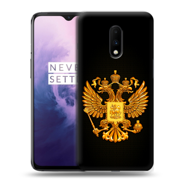 Силиконовый чехол на OnePlus 7 с принтом Герб России желтый Силиконовый чехол на OnePlus 7 с принтом Герб России желтый