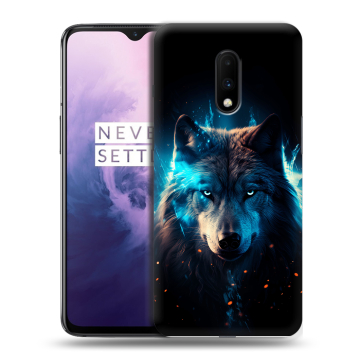 Силиконовый чехол на OnePlus 7 с принтом Волк ночной