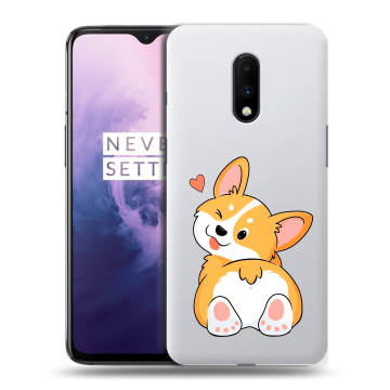 Силиконовый чехол на OnePlus 7 с принтом Корги