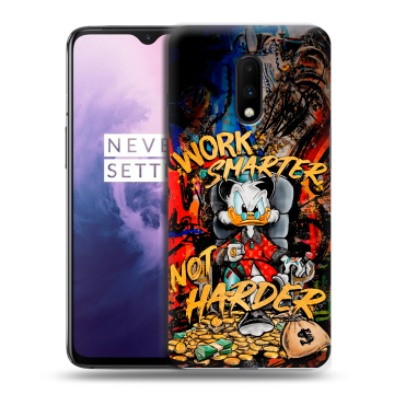 Силиконовый чехол на OnePlus 7 с принтом Дональд Дак Деньги Силиконовый чехол на OnePlus 7 с принтом Дональд Дак Деньги
