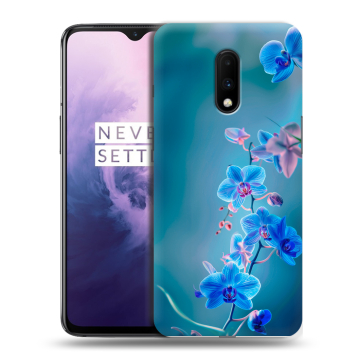 Силиконовый чехол на OnePlus 7 с принтом Голубые цветы Силиконовый чехол на OnePlus 7 с принтом Голубые цветы
