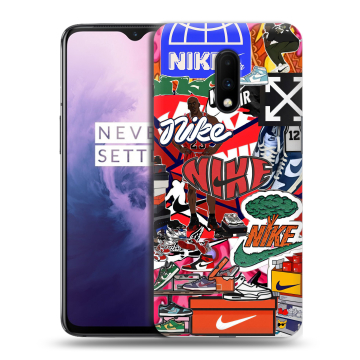 Силиконовый чехол на OnePlus 7 с принтом Найк Nike яркий