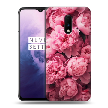 Силиконовый чехол на OnePlus 7 с принтом цветы пионы