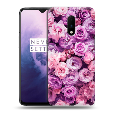 Силиконовый чехол на OnePlus 7 с принтом лавандовые розы