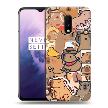 Силиконовый чехол на OnePlus 7 с принтом капибара Силиконовый чехол на OnePlus 7 с принтом капибара