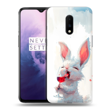 Силиконовый чехол на OnePlus 7 с принтом кролик зайчик