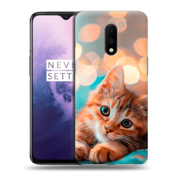 Силиконовый чехол на OnePlus 7 с принтом котик
