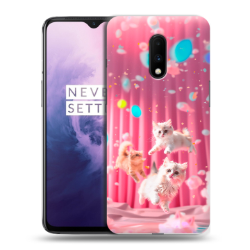 Силиконовый чехол на OnePlus 7 с принтом милые котики