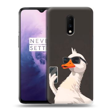 Силиконовый чехол на OnePlus 7 с принтом утка в очках