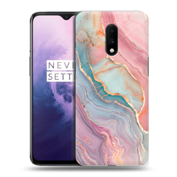 Силиконовый чехол на OnePlus 7 с принтом розовый мрамор Силиконовый чехол на OnePlus 7 с принтом розовый мрамор