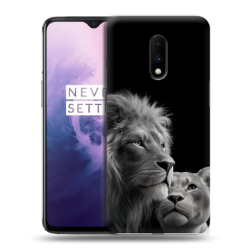 Силиконовый чехол на OnePlus 7 с принтом Лев кошки