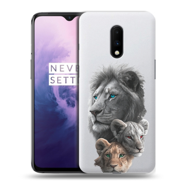 Силиконовый чехол на OnePlus 7 с принтом Львы