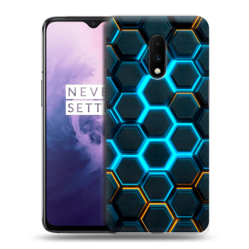 Силиконовый чехол на OnePlus 7 с принтом Неоновые соты