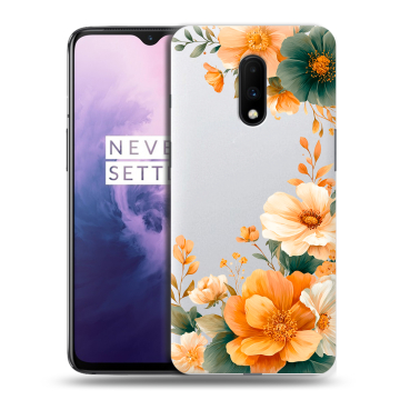 Силиконовый чехол на OnePlus 7 с принтом Цветы принт