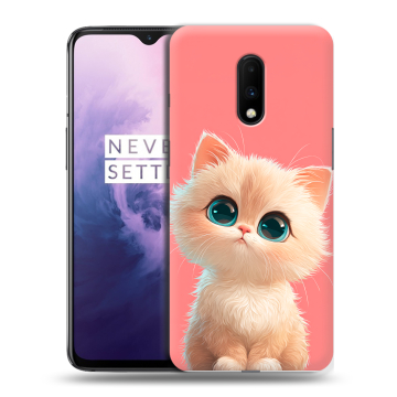 Силиконовый чехол на OnePlus 7 с принтом Розовый котенок
