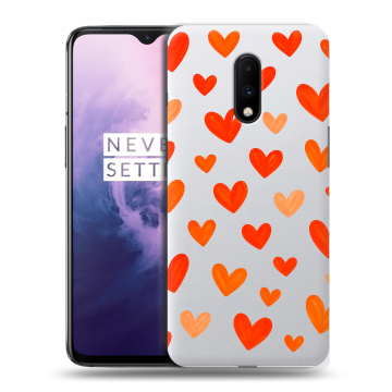 Силиконовый чехол на OnePlus 7 с принтом Сердечки