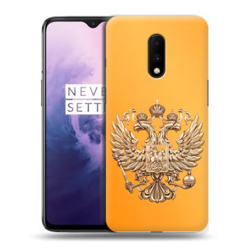 Силиконовый чехол на OnePlus 7 с принтом Герб Флаг России